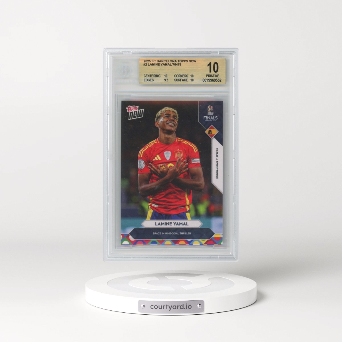 2025 FC Barcelona Topps Now #2 Lamine Yamal/76476* (BGS 10 PRISTINE)