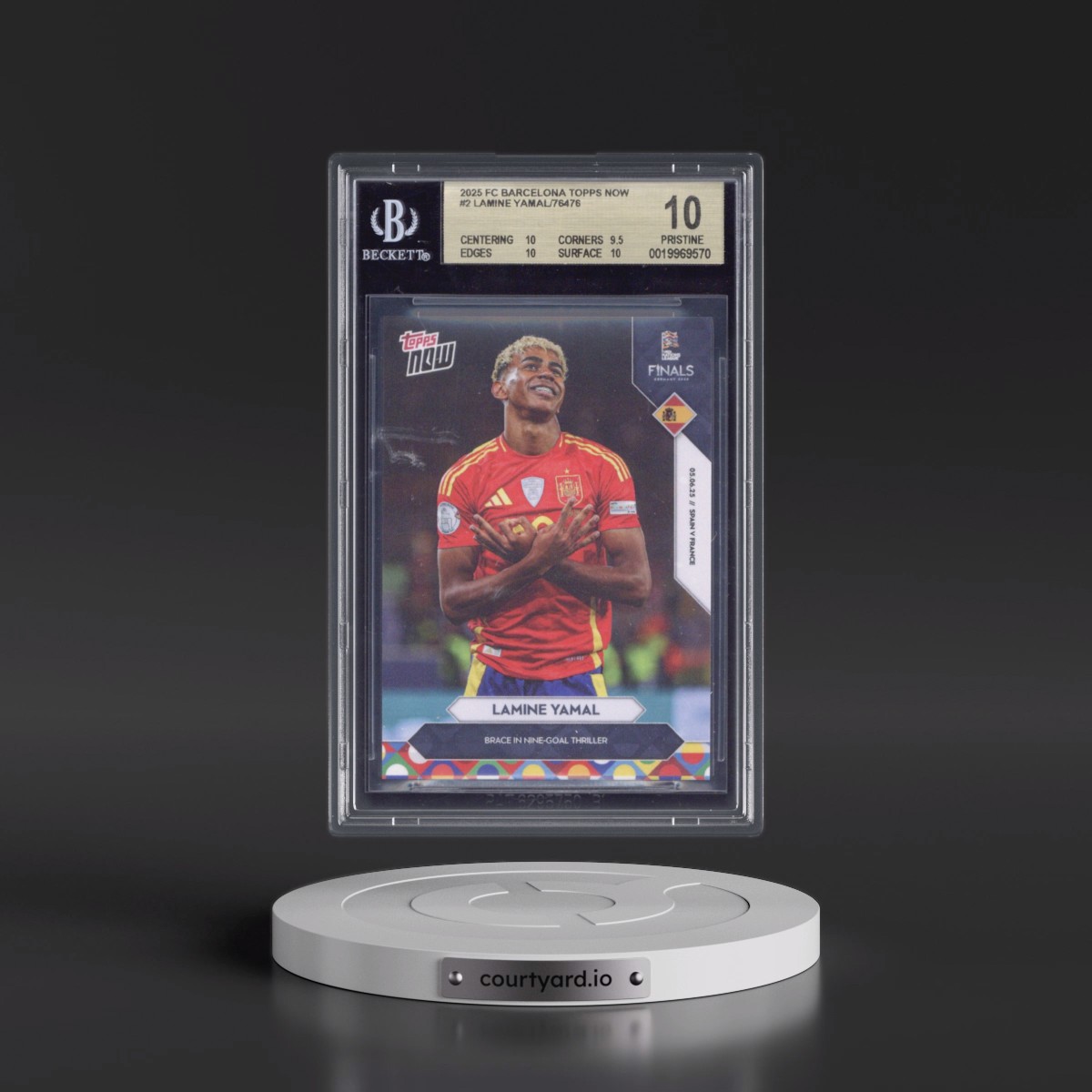 2025 FC Barcelona Topps Now #2 Lamine Yamal/76476* (BGS 10 PRISTINE)