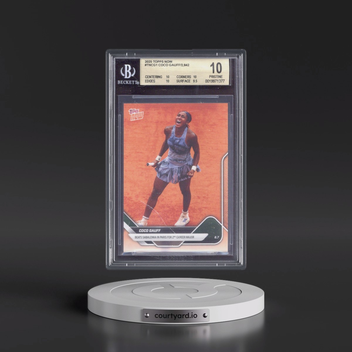 2025 Topps Now #TNCG1 Coco Gauff/2,842* (BGS 10 PRISTINE)