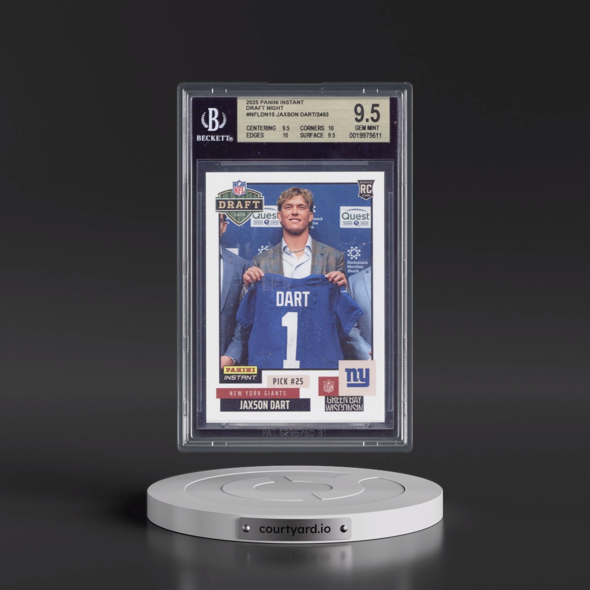 2025 Panini Instant NFL Draft Night #NFLDN15 Jaxson Dart (BGS 9.5 GEM MINT)