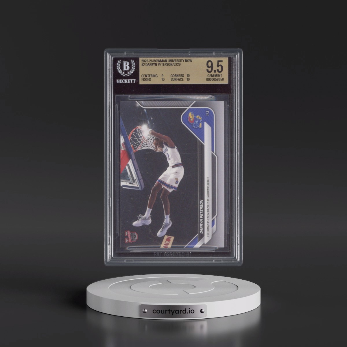2025 Bowman University Now #2 Darryn Peterson/5229* (BGS 9.5 GEM MINT)