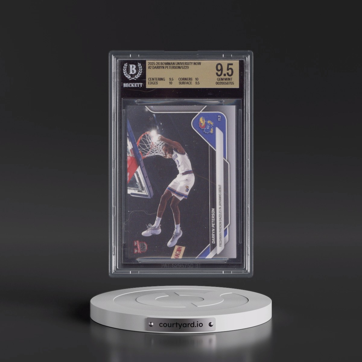 2025 Bowman University Now #2 Darryn Peterson/5229* (BGS 9.5 GEM MINT)