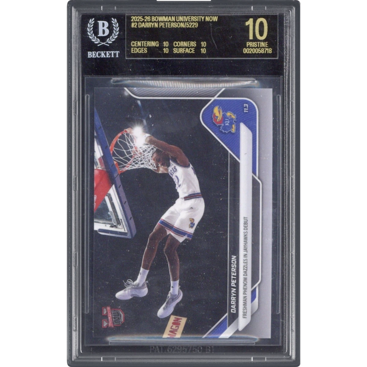 2025 Bowman U Now #2 Darryn Peterson, BGS 10