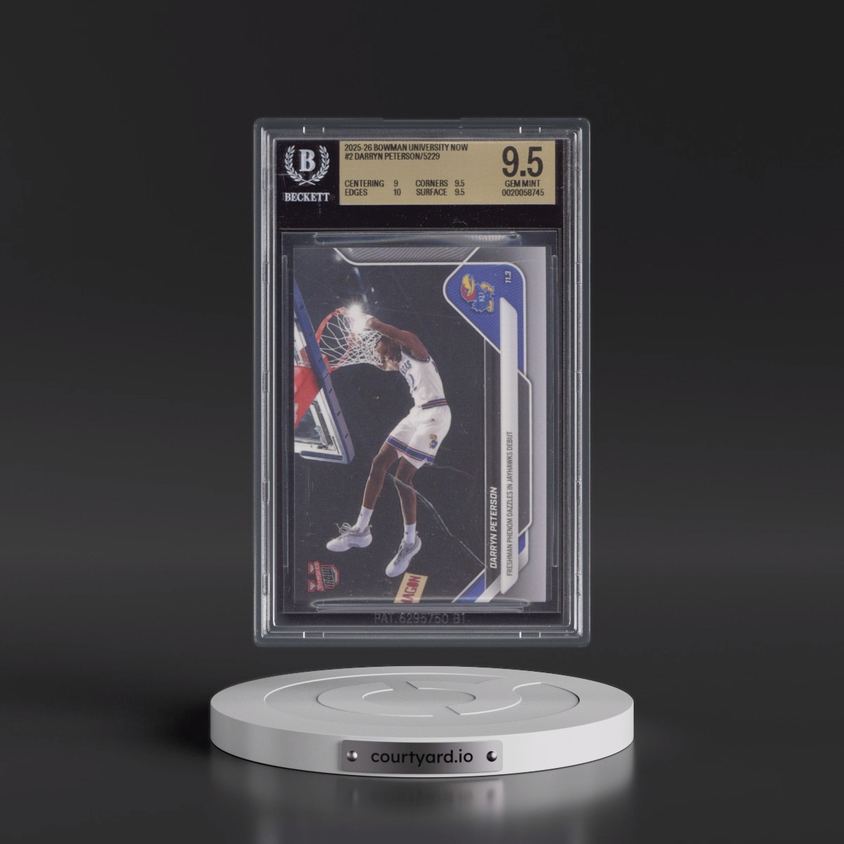 2025 Bowman University Now #2 Darryn Peterson/5229* (BGS 9.5 GEM MINT)