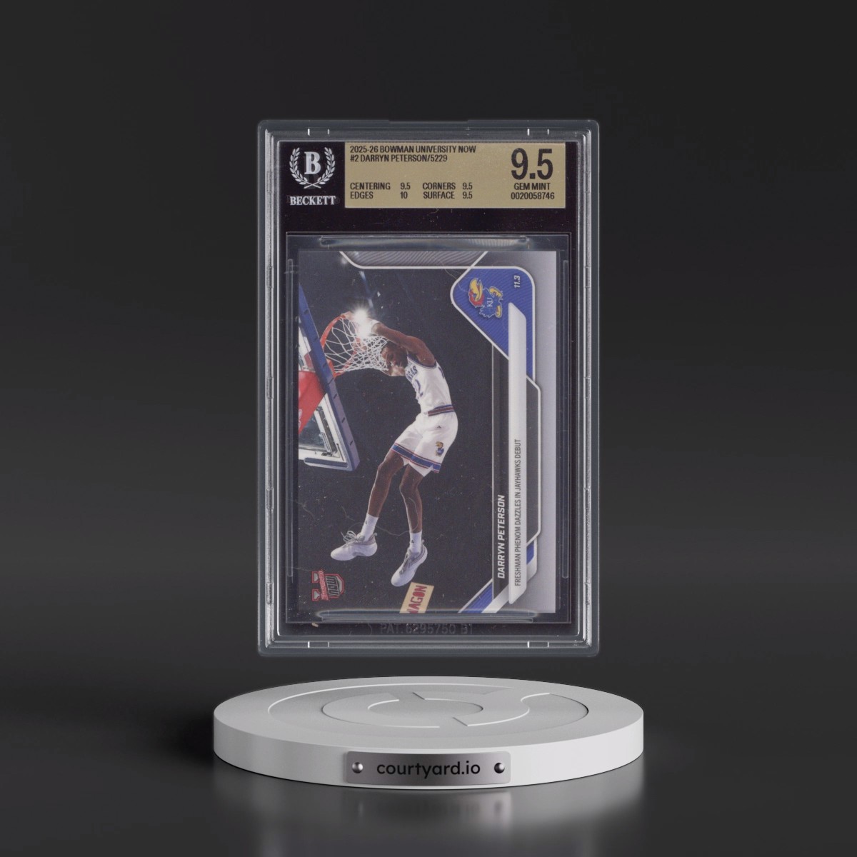 2025 Bowman University Now #2 Darryn Peterson/5229* (BGS 9.5 GEM MINT)