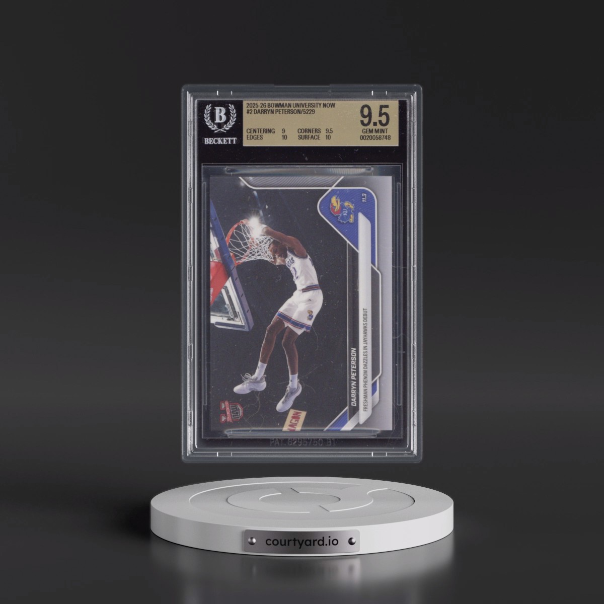 2025 Bowman University Now #2 Darryn Peterson/5229* (BGS 9.5 GEM MINT)