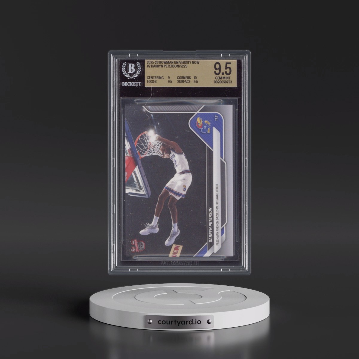 2025 Bowman University Now #2 Darryn Peterson/5229* (BGS 9.5 GEM MINT)