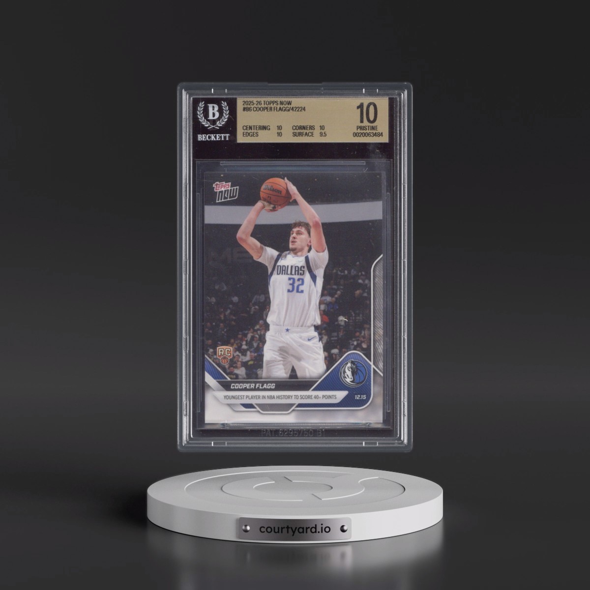 2025 Topps Now #86 Cooper Flagg (BGS 10 PRISTINE)