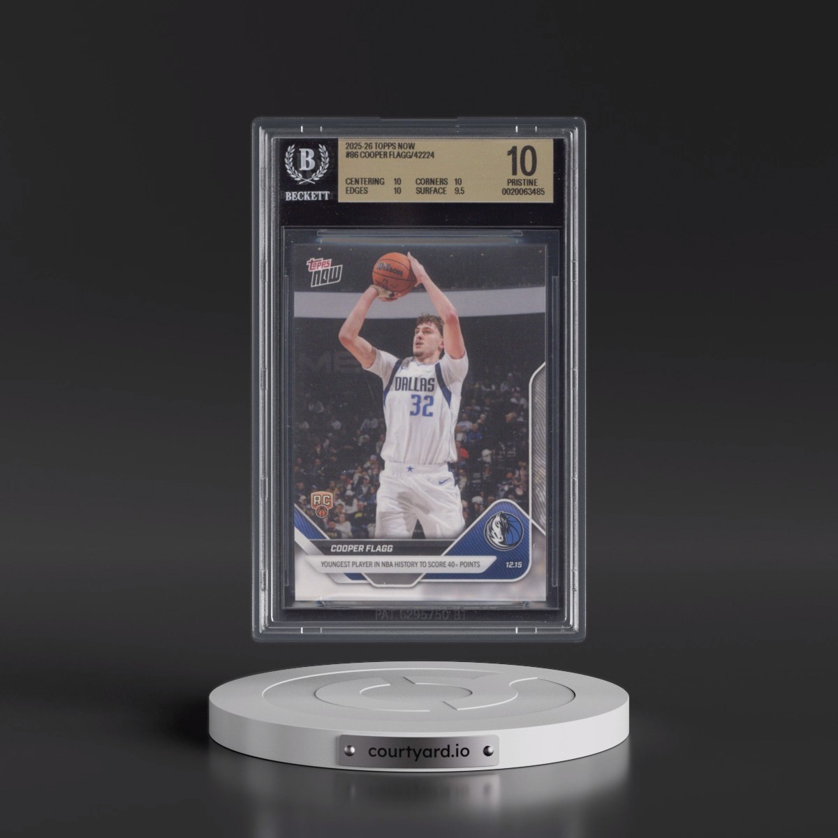 2025 Topps Now #86 Cooper Flagg (BGS 10 PRISTINE)