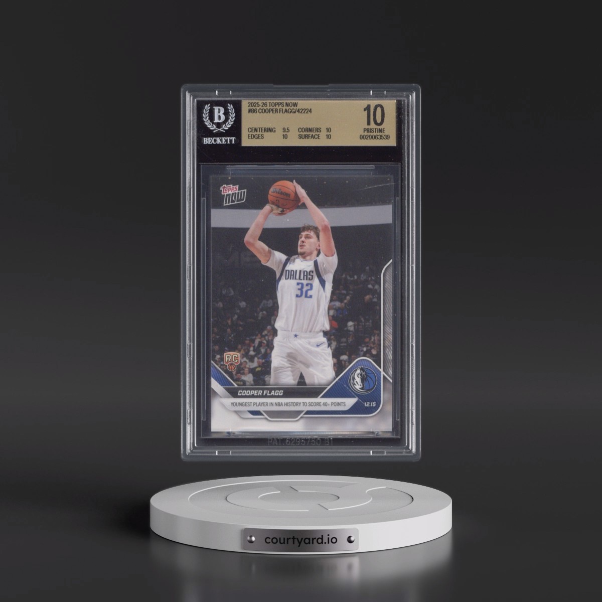2025 Topps Now #86 Cooper Flagg (BGS 10 PRISTINE)