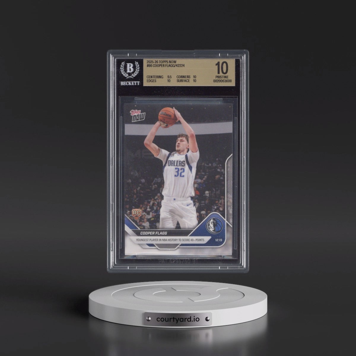 2025 Topps Now #86 Cooper Flagg (BGS 10 PRISTINE)