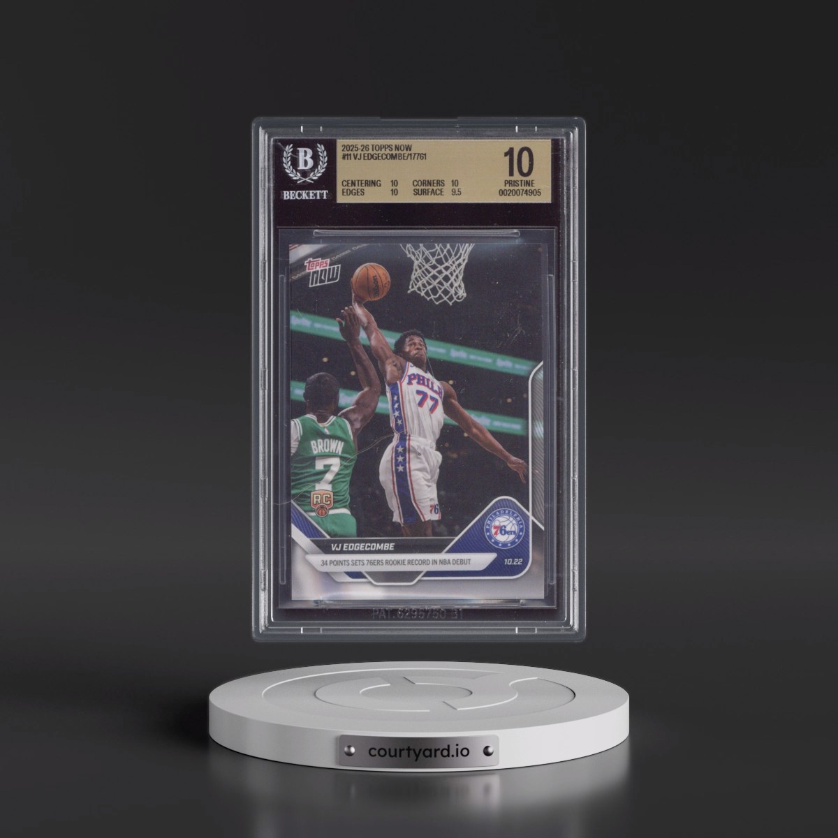 2025 Topps Now #11 VJ Edgecombe/17761* (BGS 10 PRISTINE)