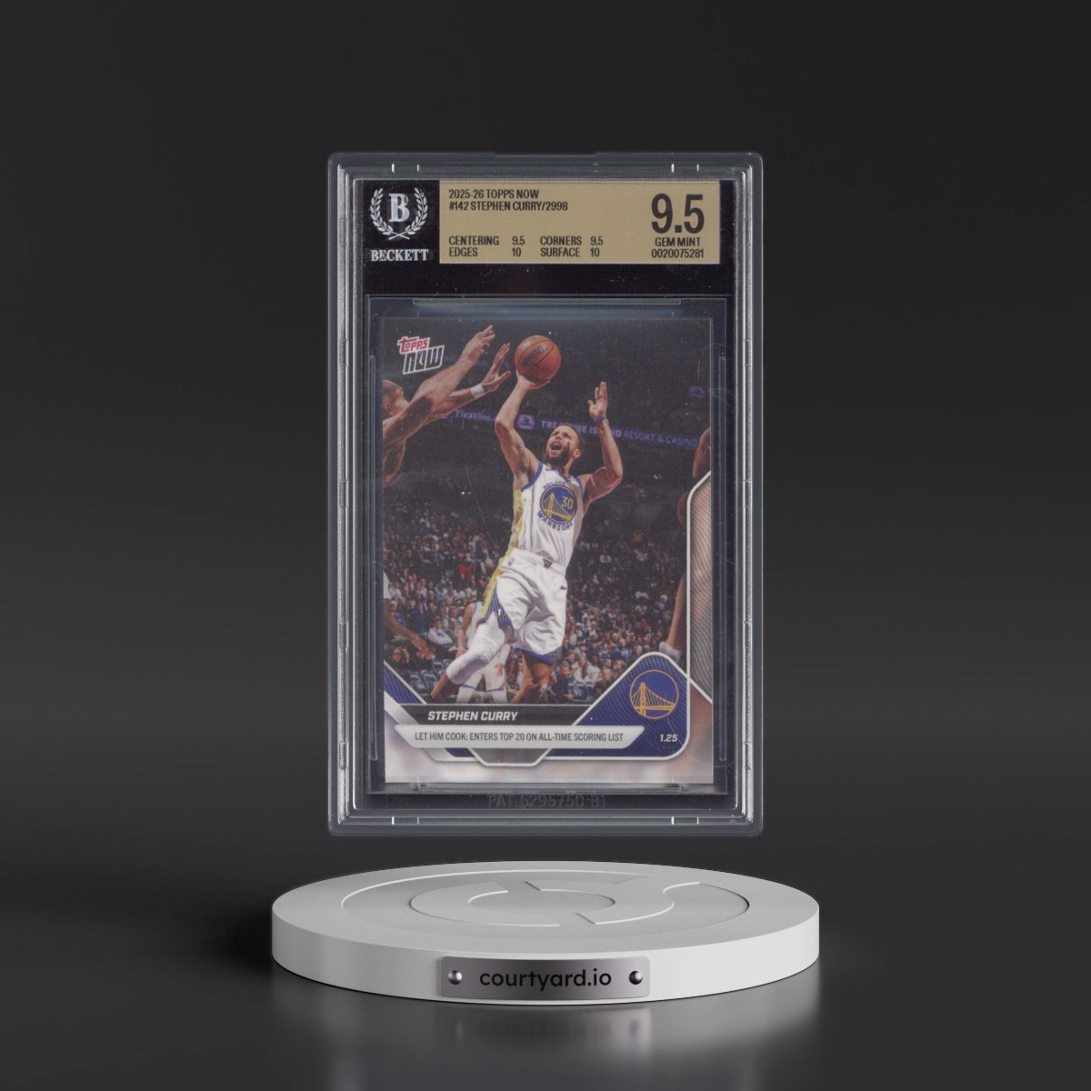 2025 Topps Now #142 Stephen Curry/2998* (BGS 9.5 GEM MINT)