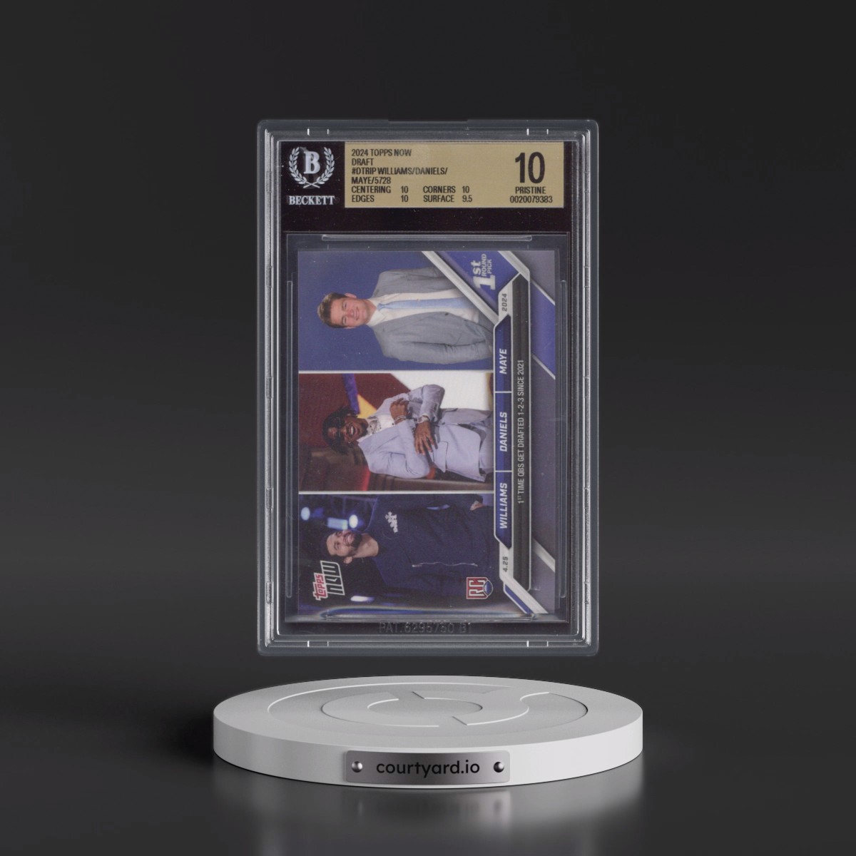 2024 Topps Now #DTRIP Caleb Williams/Drake Maye/Jayden Daniels (BGS 10 PRISTINE)