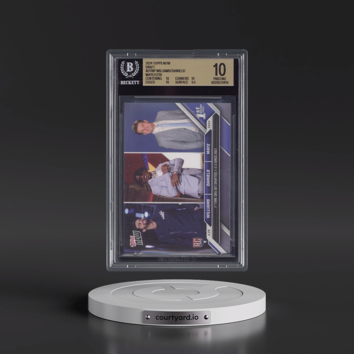 2024 Topps Now #DTRIP Caleb Williams/Drake Maye/Jayden Daniels (BGS 10 PRISTINE)