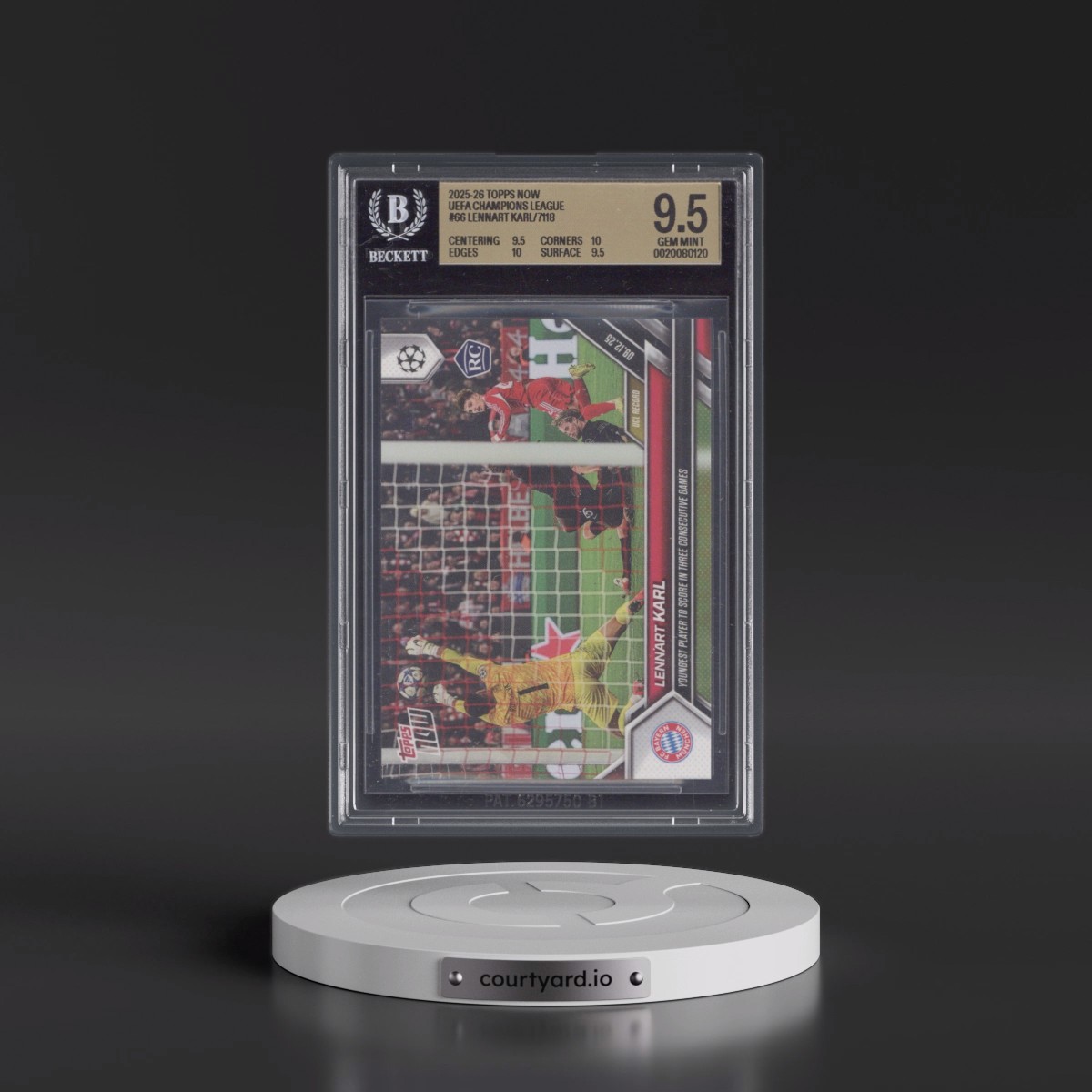 2025 Topps Now UEFA Champions League Lennart Karl/7118* #66 BGS 9.5