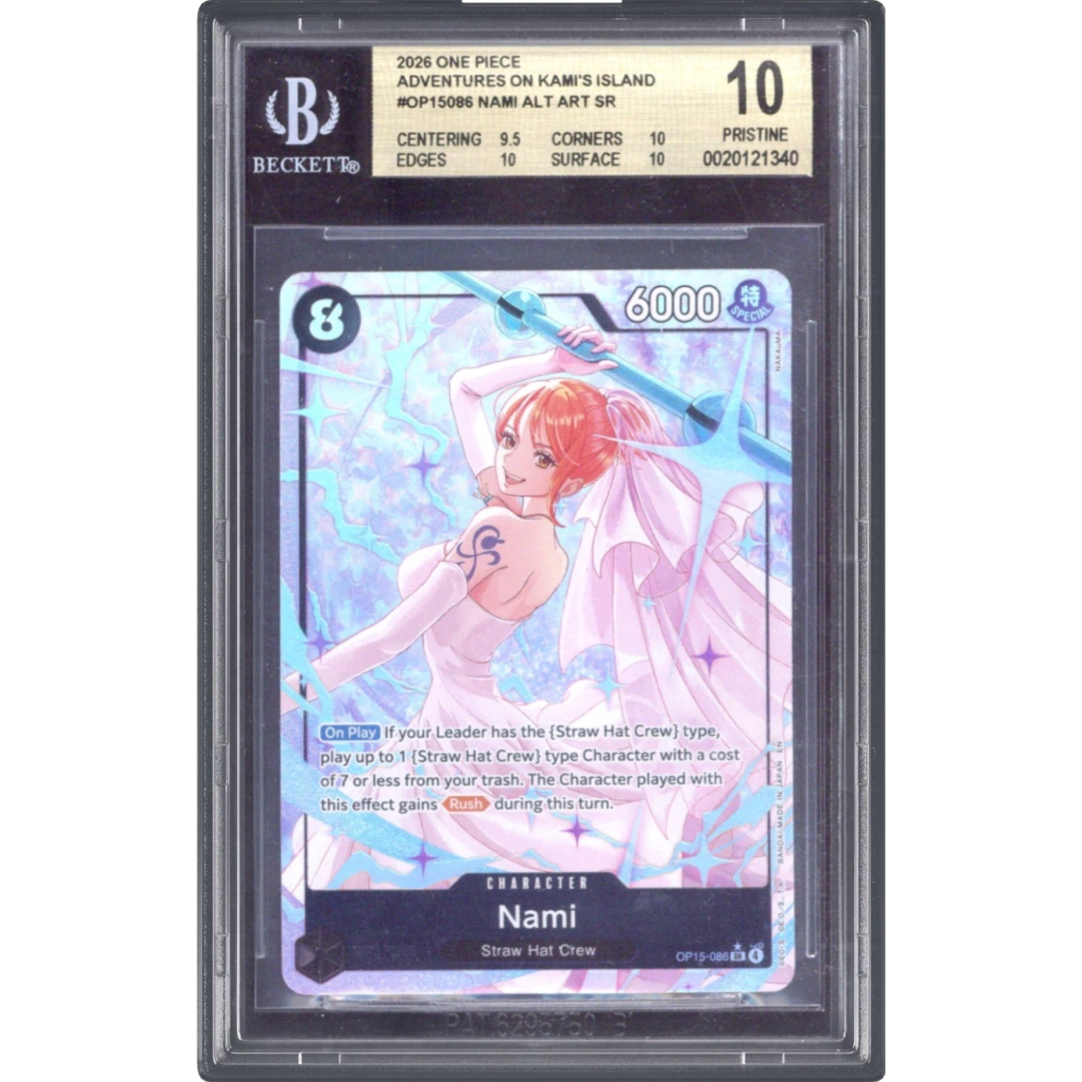 2026 Adventure on KAMI's Island (OP15-EB04) - English #086 Nami - (Borderless) Alt Art (BGS 10 PRISTINE)