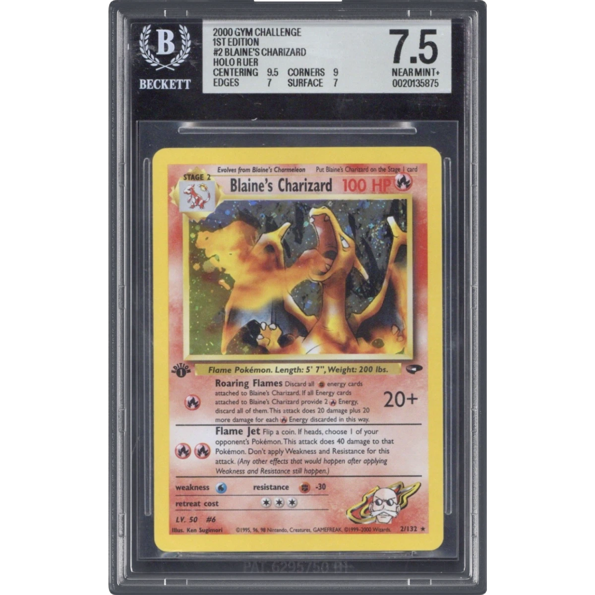 2000 Gym Challenge #2 Blaine's Charizard - 1st Edition Holo, BGS 7.5