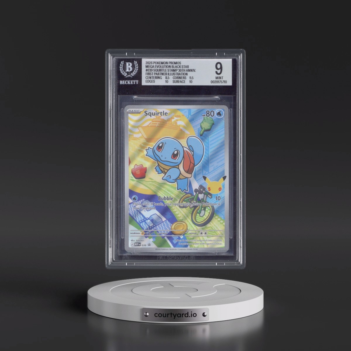 2025 Black Star Promos - Mega Evolution MEP EN #039 Squirtle - First Partner Illustration Collection Series 1 (Holo) (BGS 9 MINT)