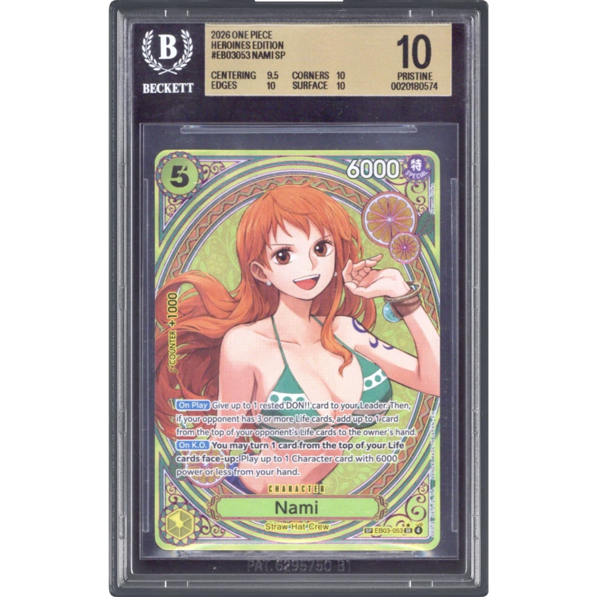 2026 One Piece Card Game -ONE PIECE Heroines Edition #EB03053 Nami SP, BGS 10