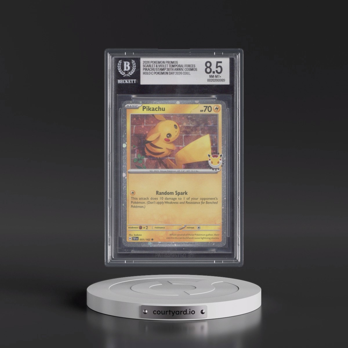 2023 Temporal Forces - TEF EN Pikachu - Pokémon Day Collection (Cosmos Holo) #051 BGS 8.5