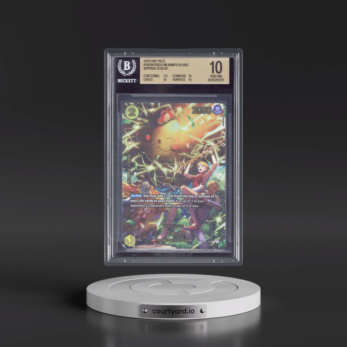 2026 Adventure on KAMI's Island (OP15-EB04) - English #106 Zeus - SP Ver. (SP next to number) (BGS 10 PRISTINE)