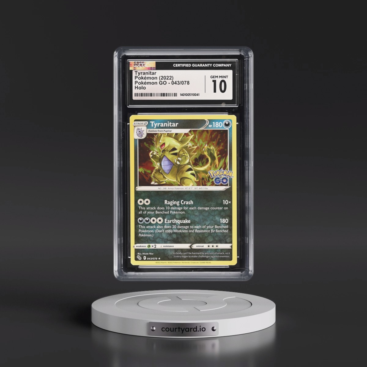 2022 Pokémon GO #043/078 Tyranitar - Holo (CGC 10 GEM MINT)