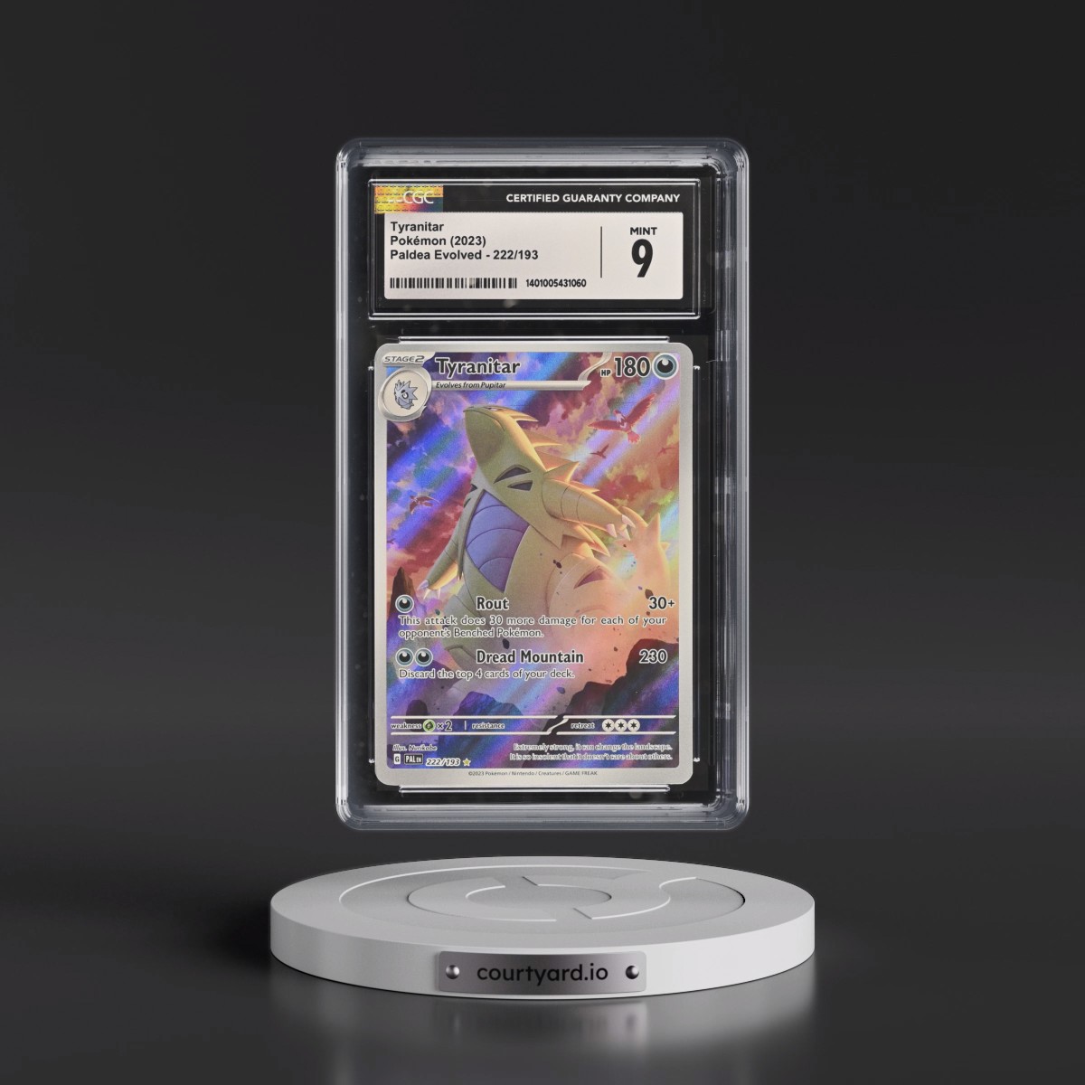 2023 Paldea Evolved - PAL EN #222/193 Tyranitar - Illustration Rare Holo (CGC 9 MINT)