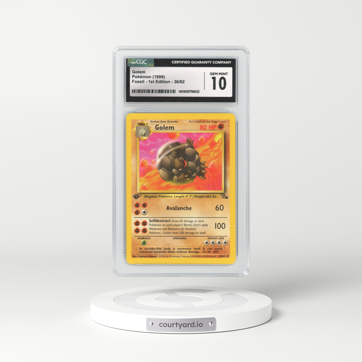 1999 Fossil #36 Golem - 1st Edition (CGC 10 GEM MINT)