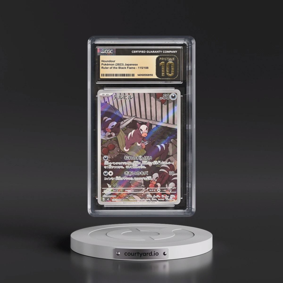 2023 Ruler of the Black Flame #115/108 Houndour - Art Rare Holo (CGC 10 PRISTINE)
