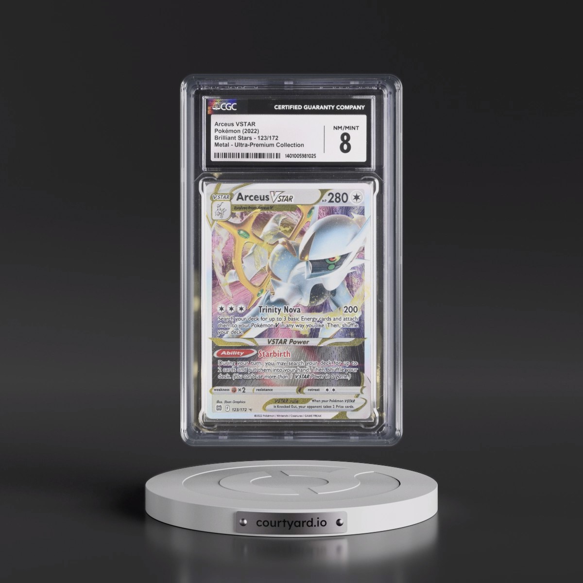 2022 Brilliant Stars #123/172 Arceus VSTAR - Holo Metal - Ultra-Premium Collection (CGC 8 NM-MT)
