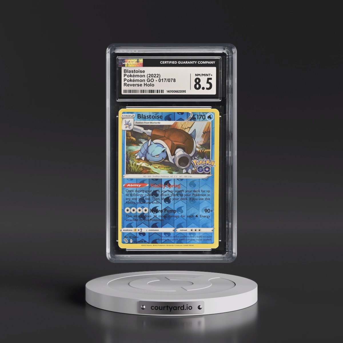 2022 Pokémon GO #017/078 Blastoise - Reverse Holo (CGC 8.5 NM-MT+)