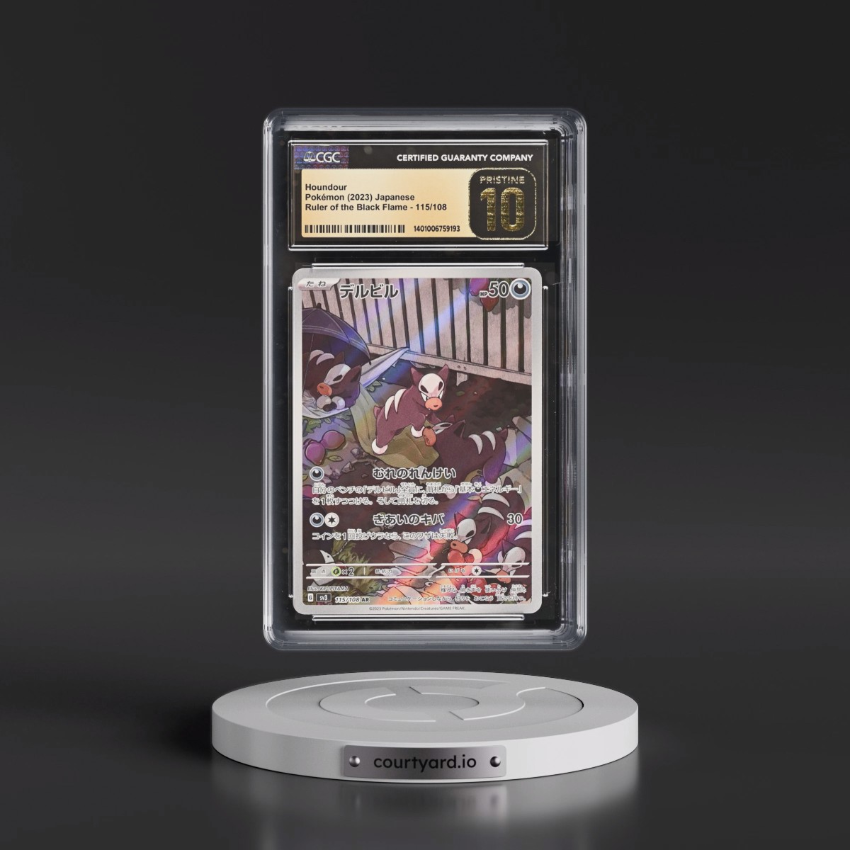 2023 Ruler of the Black Flame #115/108 Houndour - Art Rare Holo (CGC 10 PRISTINE)