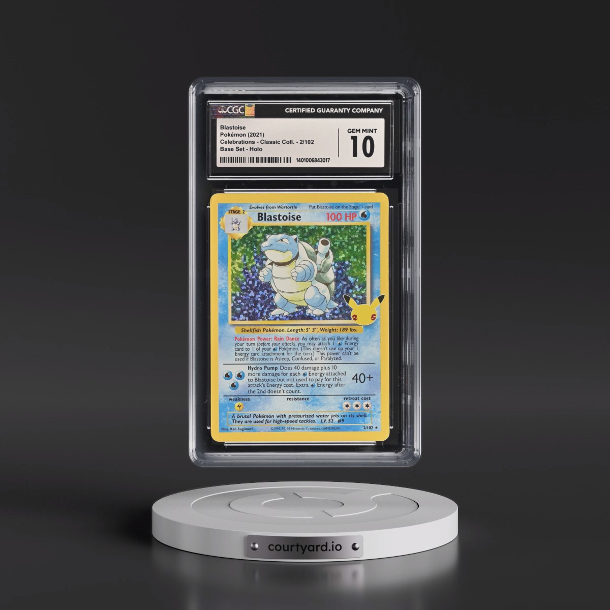 2021 Celebrations - Classic Collection #2/102 Blastoise - Base Set Holo (CGC 10 GEM MINT)