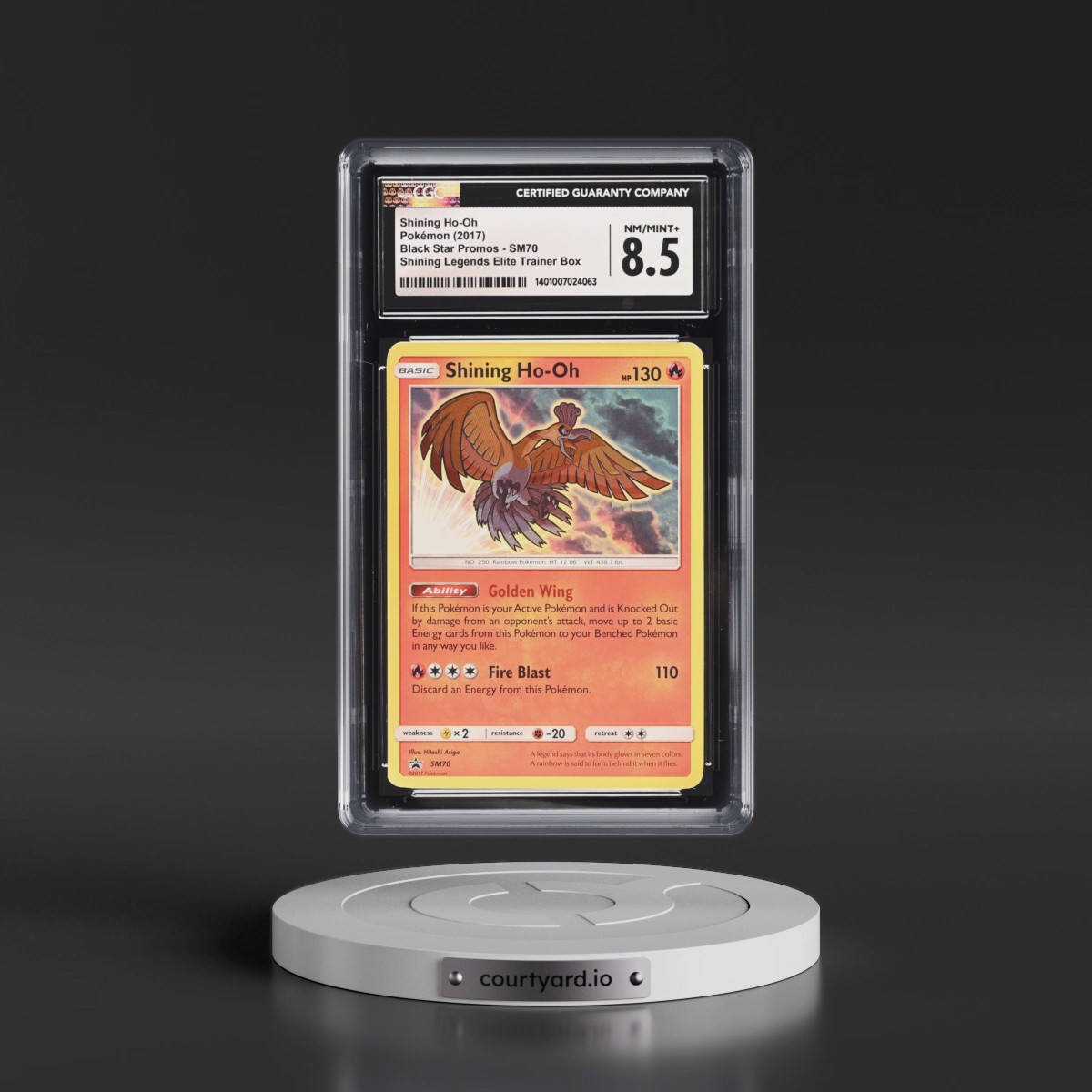 2016 Black Star Promos - Sun & Moon #SM70 Shining Ho-Oh - Shining Legends Elite Trainer Box (Holo) (CGC 8.5 NM-MT+)