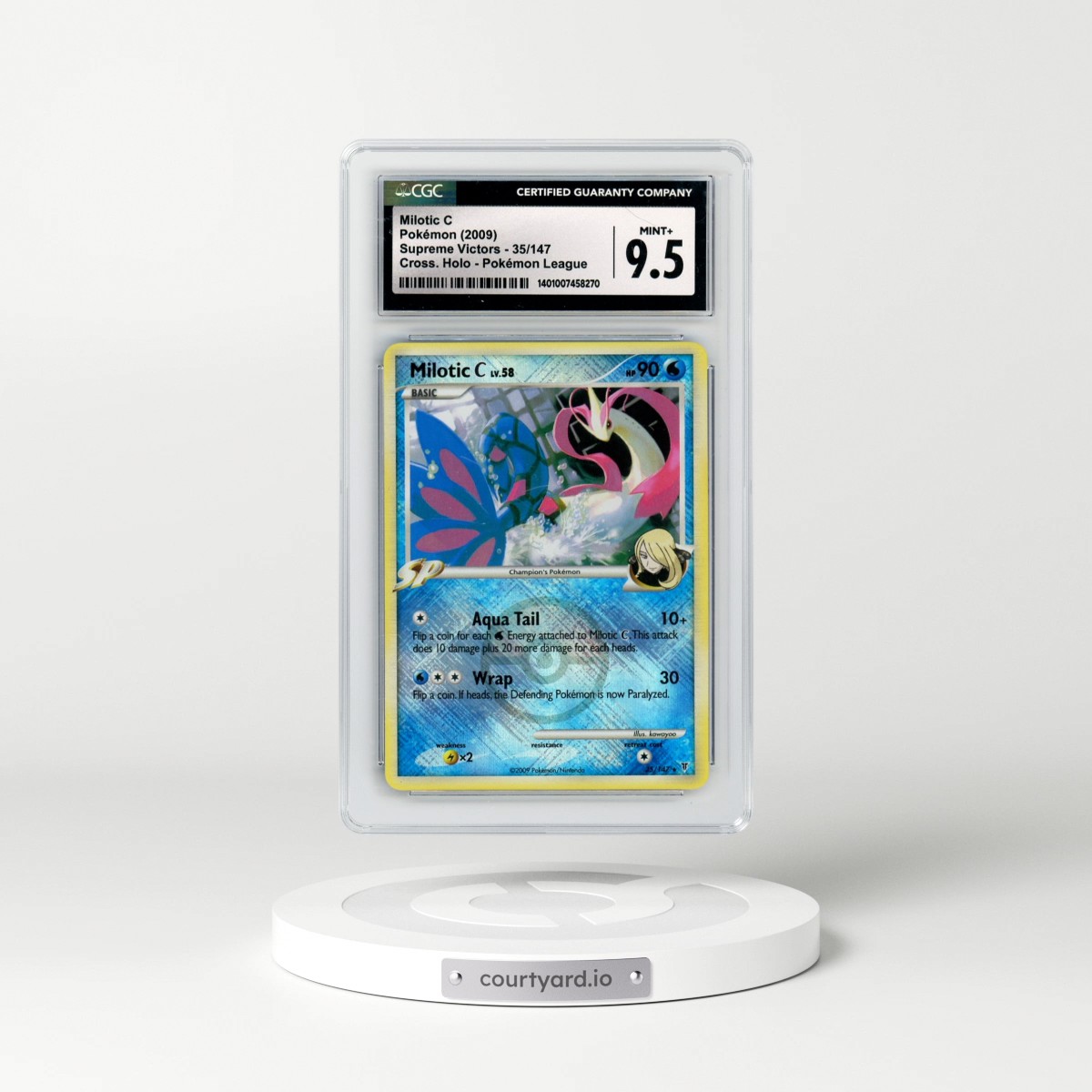 2009 Supreme Victors #35/147 Milotic C - Crosshatch Holo (Cross. Holo) Pokémon League (CGC 9.5 MINT+)