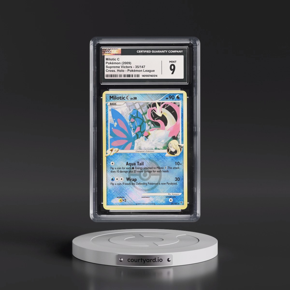 2009 Supreme Victors #35/147 Milotic C - Pokémon League (Crosshatch Holo) (CGC 9 MINT)