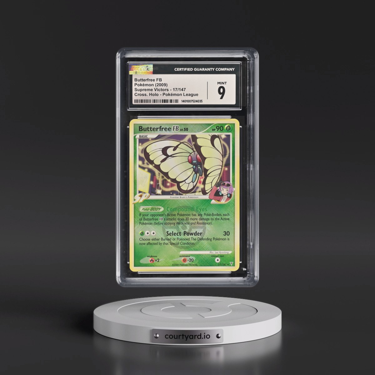 2009 Supreme Victors #17/147 Butterfree FB - Pokémon League (Crosshatch Holo) (CGC 9 MINT)