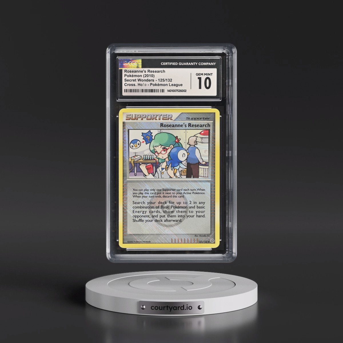 2007 Secret Wonders #125/132 Roseanne's Research - Pokémon League (Crosshatch Holo) (CGC 10 GEM MINT)