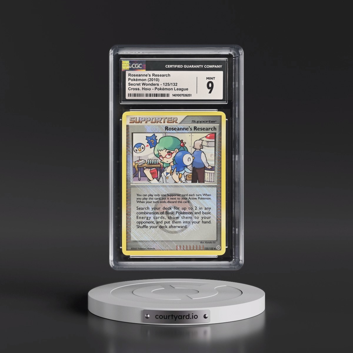 2007 Secret Wonders #125/132 Roseanne's Research - Pokémon League (Crosshatch Holo) (CGC 9 MINT)