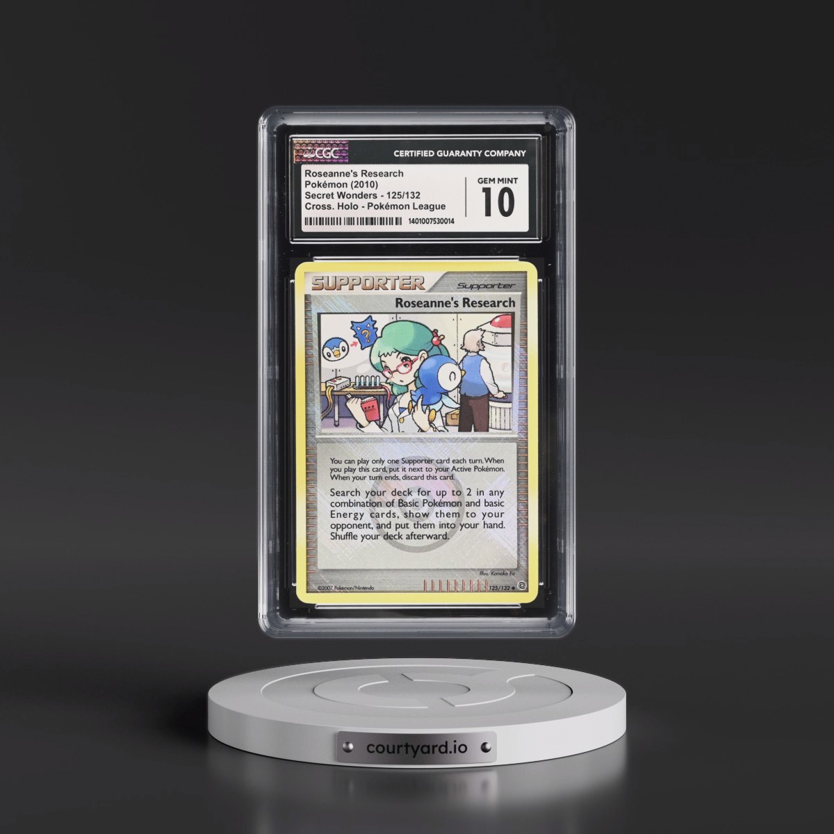 2007 Secret Wonders #125/132 Roseanne's Research - Pokémon League (Crosshatch Holo) (CGC 10 GEM MINT)