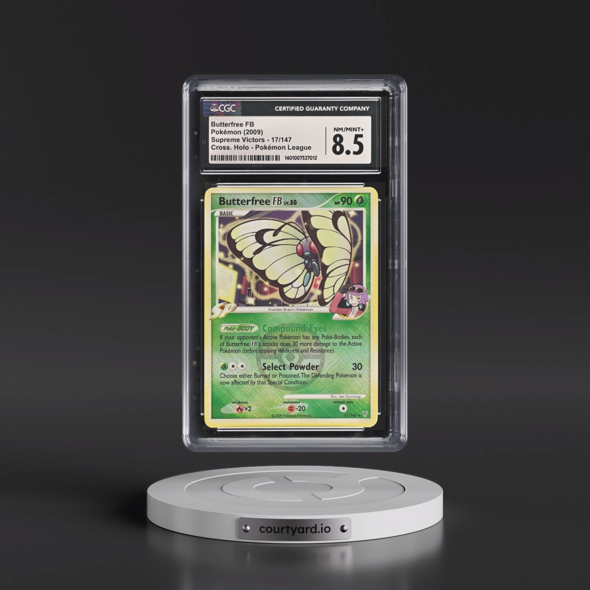 2009 Supreme Victors #17/147 Butterfree FB - Pokémon League (Crosshatch Holo) (CGC 8.5 NM-MT+)