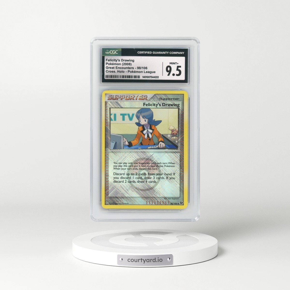 2008 Great Encounters #98/106 Felicity's Drawing - Crosshatch Holo (Cross. Holo) Pokémon League (CGC 9.5 MINT+)