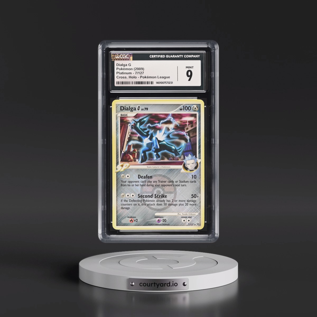 2009 Platinum #7/127 Dialga G - Pokémon League (Crosshatch Holo) (CGC 9 MINT)