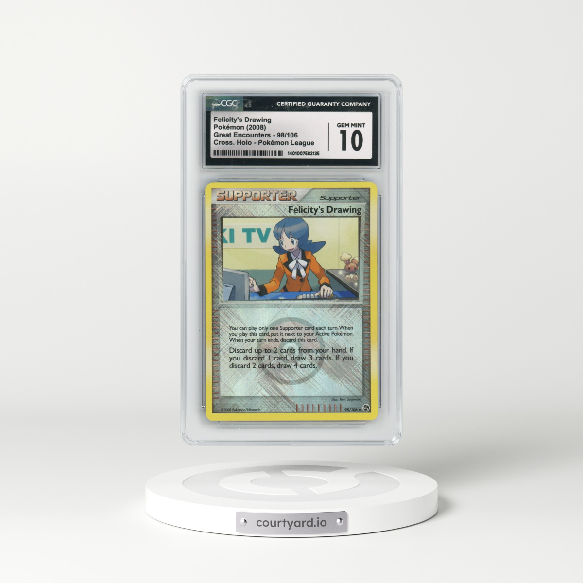 2008 Great Encounters #98/106 Felicity's Drawing - Crosshatch Holo (Cross. Holo) Pokémon League (CGC 10 GEM MINT)