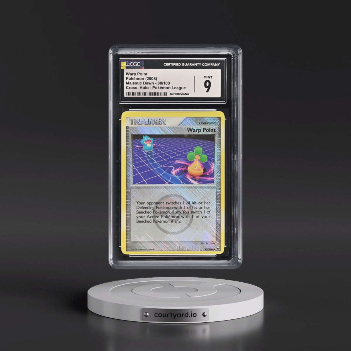 2008 Majestic Dawn #88/100 Warp Point - Pokémon League Crosshatch Holo (Cross. Holo) (CGC 9 MINT)