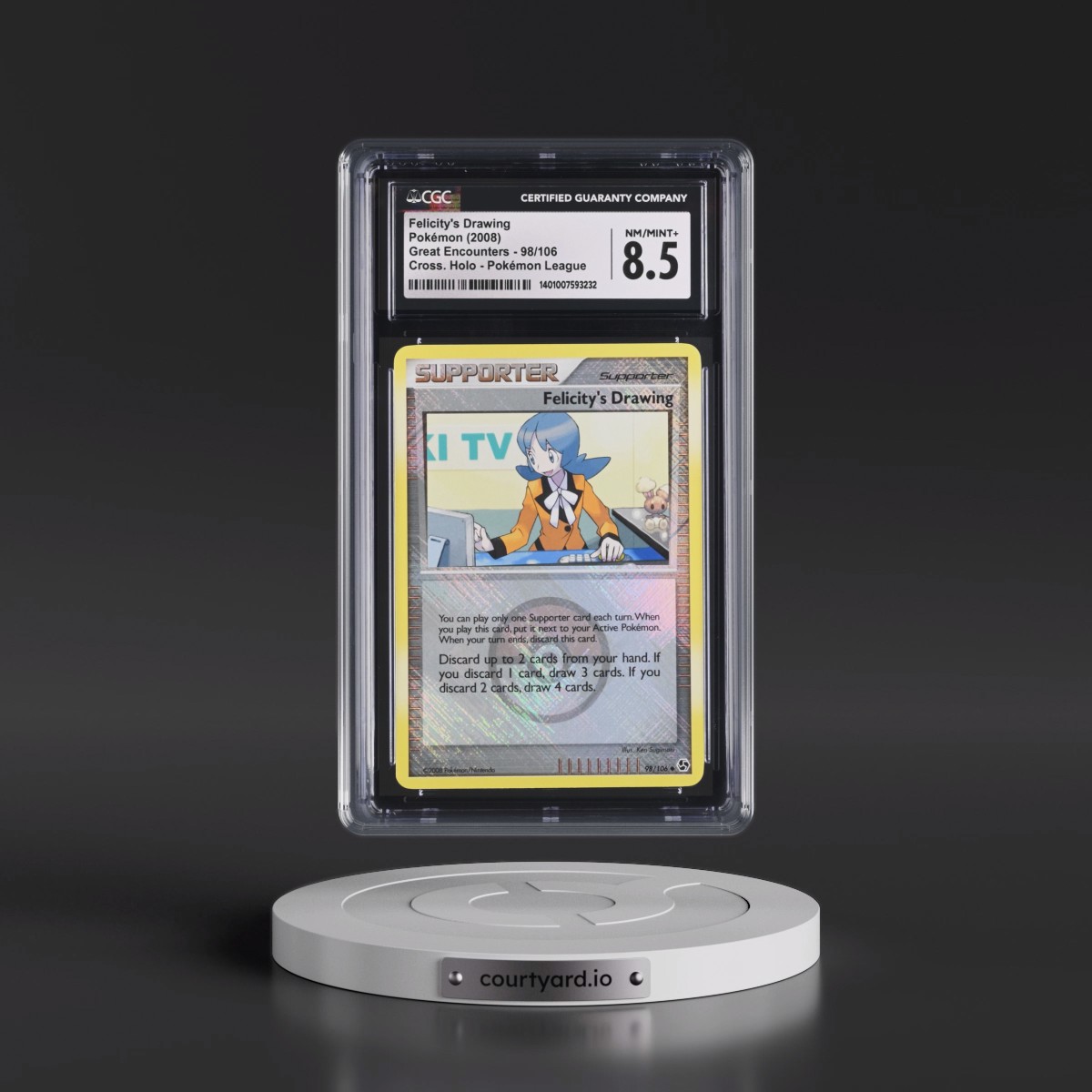 2008 Great Encounters #98/106 Felicity's Drawing - Pokémon League Crosshatch Holo (Cross. Holo) (CGC 8.5 NM-MT+)