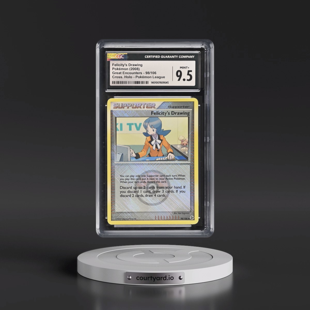 2008 Great Encounters #98/106 Felicity's Drawing - Pokémon League Crosshatch Holo (Cross. Holo) (CGC 9.5 MINT+)