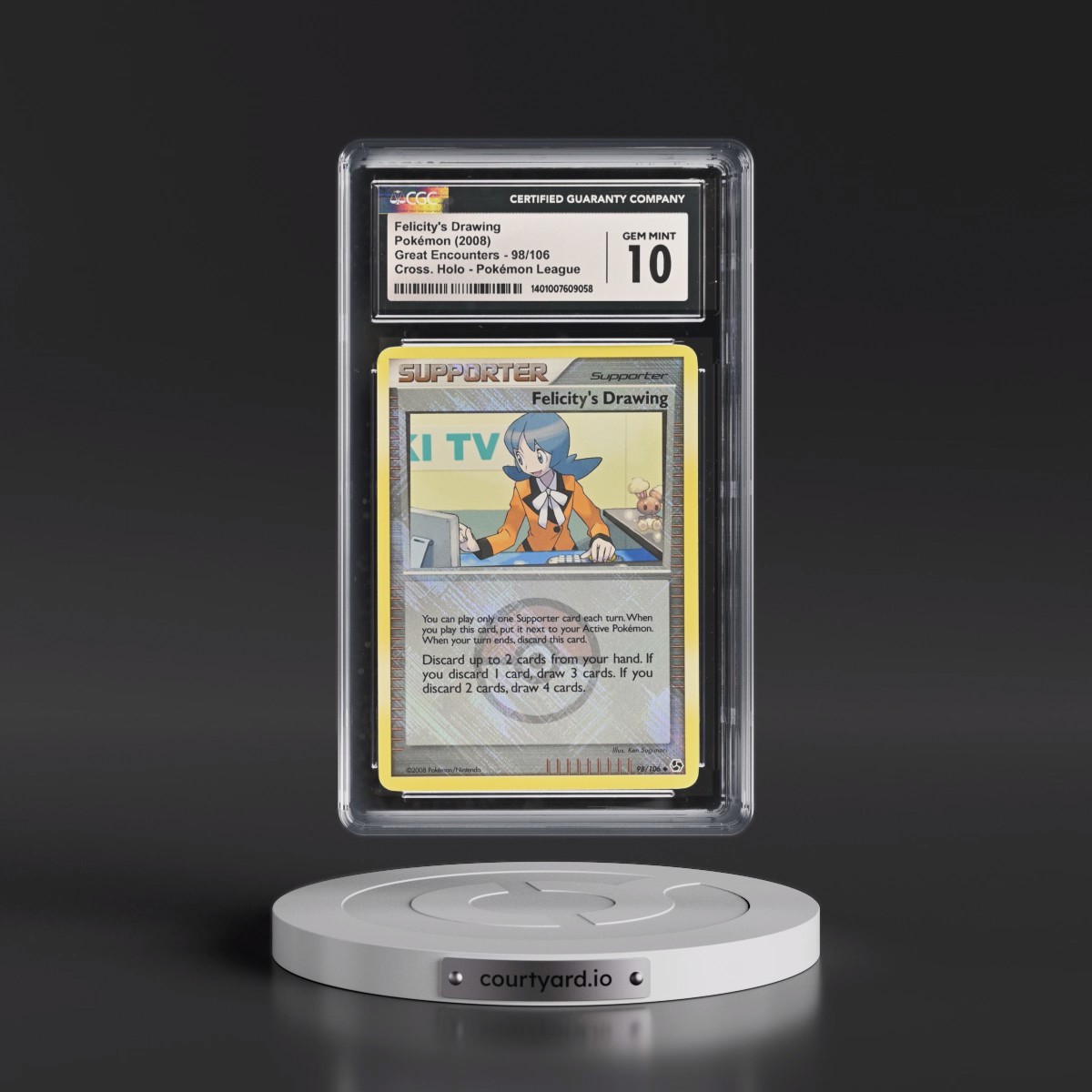 2008 Great Encounters #98/106 Felicity's Drawing - Pokémon League (Crosshatch Holo) (CGC 10 GEM MINT)