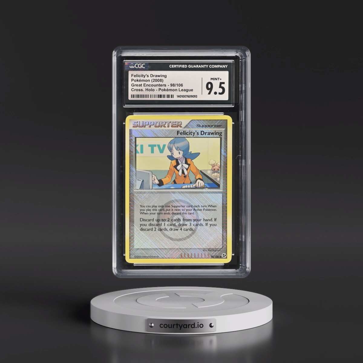 2008 Great Encounters #98/106 Felicity's Drawing - Pokémon League Crosshatch Holo (Cross. Holo) (CGC 9.5 MINT+)